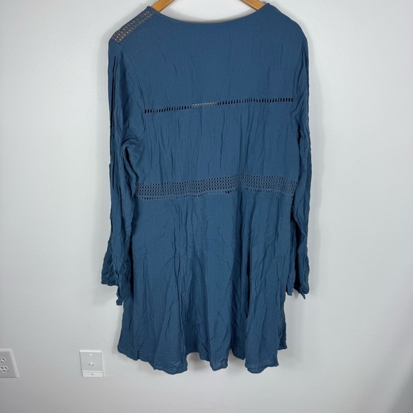 Torrid Gauze Lace Up Skater Dress Women’s Size 2X 18-20 Blue Bohemian Boho Flowy - Picture 3 of 11